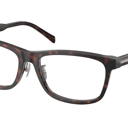 Prada PRB08VD Rectangle Eyeglasses  17N1O1-Root Havana 56-145-17 - Color Map Tortoise