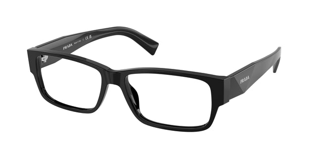 Prada PRB09VF Rectangle Eyeglasses  16K1O1-Black 57-145-14 - Color Map Black