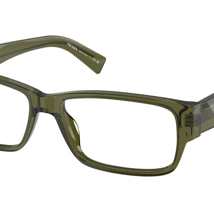 Prada PRB09V Rectangle Eyeglasses  25A1O1-Transparent Green 57-145-16 - Color Map Green