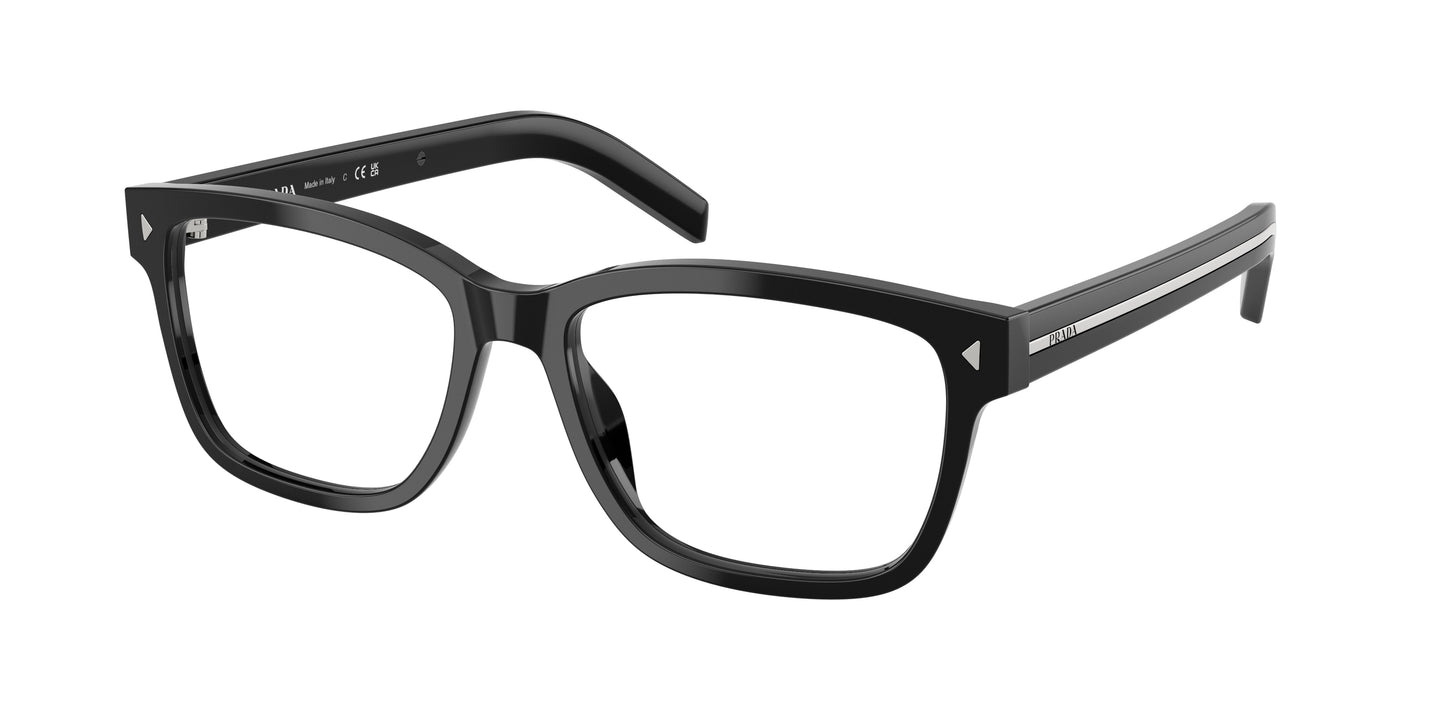 Prada PRB10V Rectangle Eyeglasses  16K1O1-Black 55-150-17 - Color Map Black