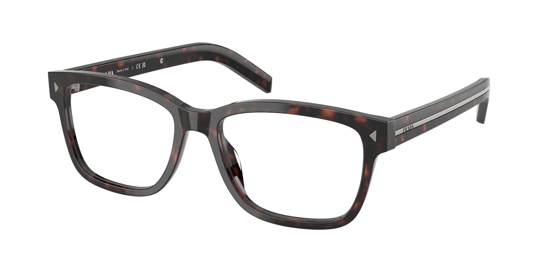 Prada PRB10V Rectangle Eyeglasses  17N1O1-Root Havana 55-150-17 - Color Map Tortoise