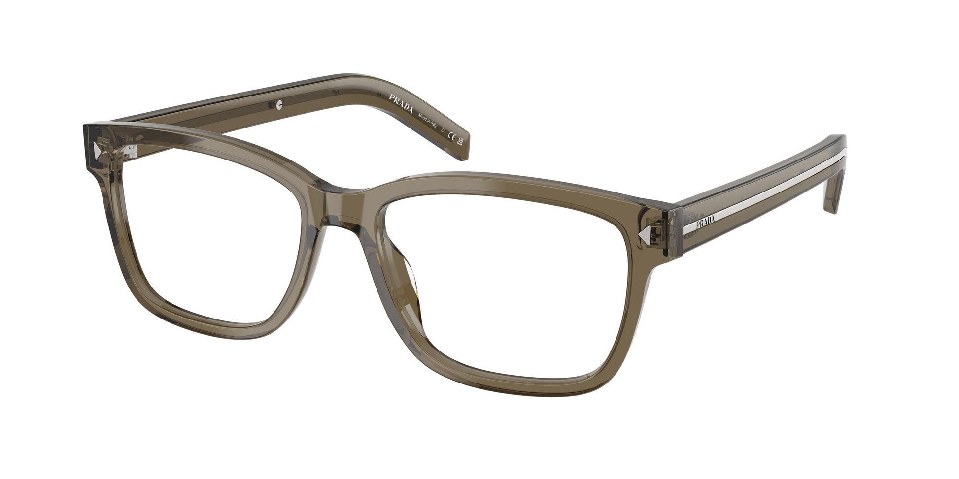 Prada PRB10V Rectangle Eyeglasses  18T1O1-Transparent Brown 55-150-17 - Color Map Brown