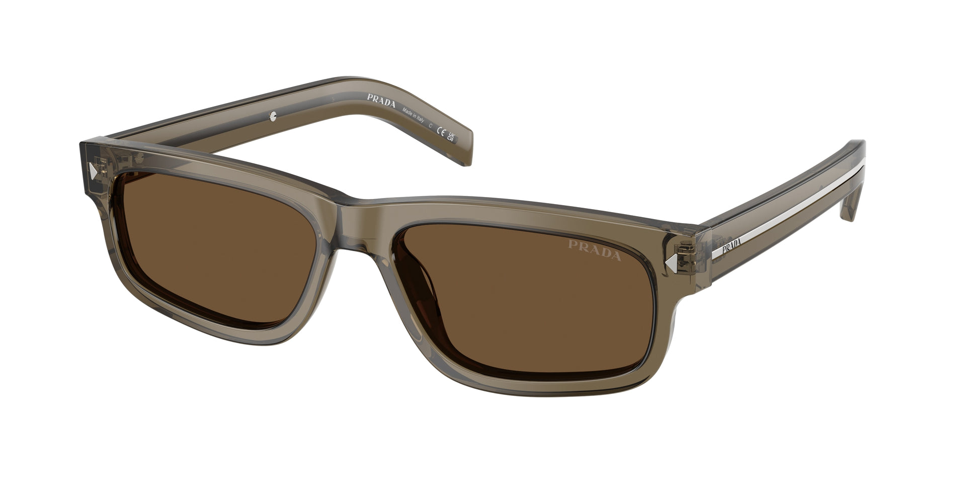 Prada PRB11SF Rectangle Sunglasses  18T70F-Transparent Terra 57-145-15 - Color Map Brown