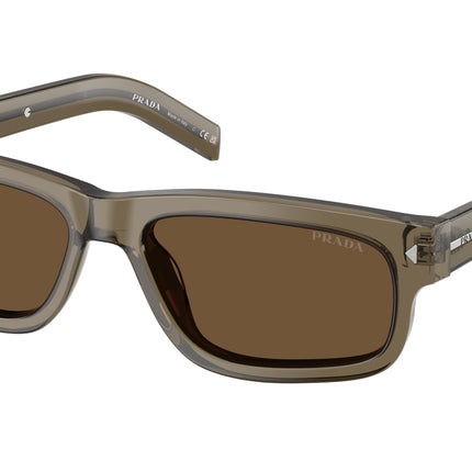 Prada PRB11S Rectangle Sunglasses  18T70F-Transparent Terra 57-145-17 - Color Map Brown