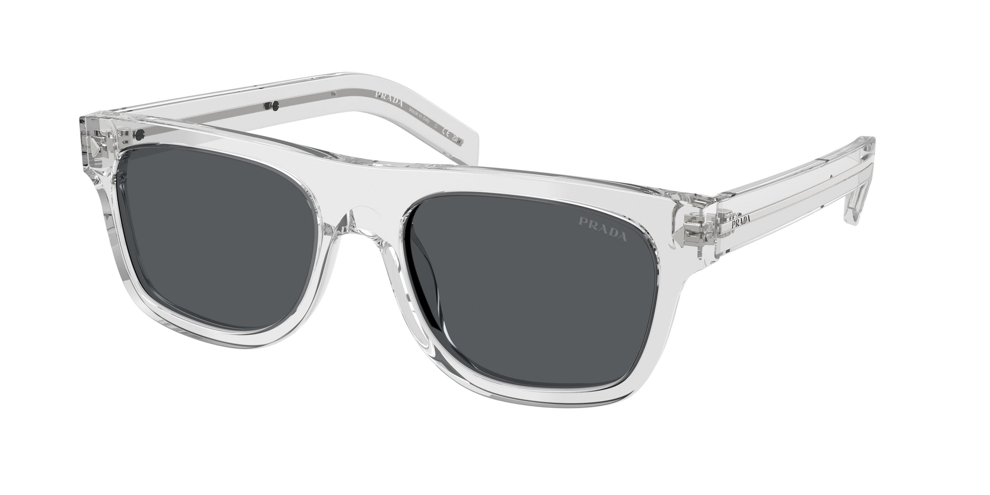 Prada PRB12SF Pillow Sunglasses  12R07T-Transparent Grey 55-145-19 - Color Map Grey