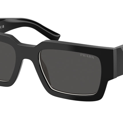 Prada PRB17SF Rectangle Sunglasses  16K08Z-Black/Talc 55-145-18 - Color Map Black