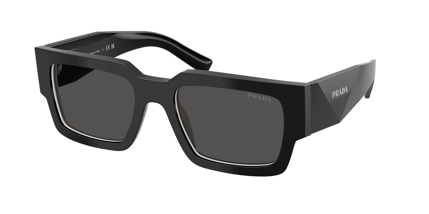 Prada PRB17SF Rectangle Sunglasses  16K08Z-Black/Talc 55-145-18 - Color Map Black