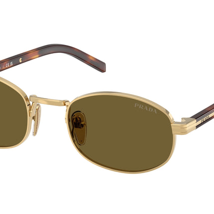 Prada PRB53S Oval Sunglasses  5AK09Z-Gold 52-145-21 - Color Map Gold