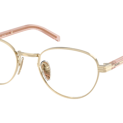 Prada PRB53V Round Eyeglasses  ACX1O1-Pale Gold 51-145-20 - Color Map Gold