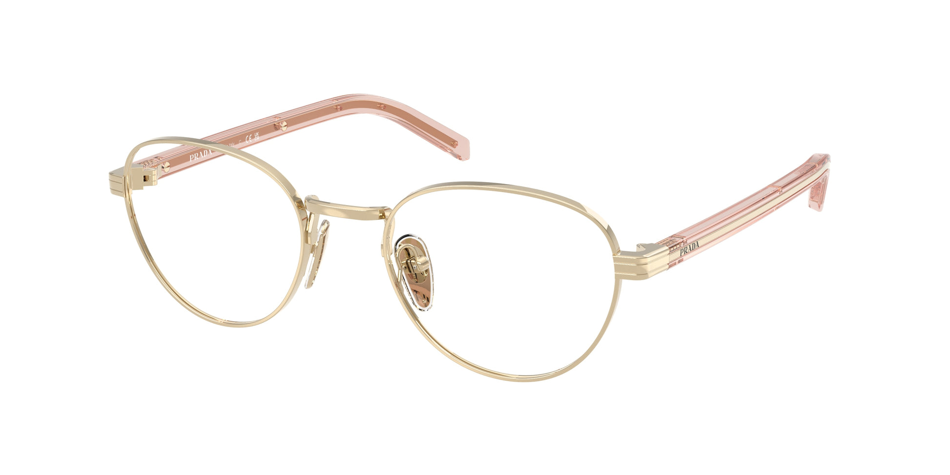 Prada PRB53V Round Eyeglasses  ACX1O1-Pale Gold 51-145-20 - Color Map Gold