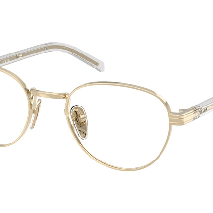 Prada PRB53V Round Eyeglasses  ZVN1O1-Pale Gold 51-145-20 - Color Map Gold