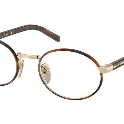 Prada PRB55V Oval Eyeglasses  20L1O1-Pale Gold/Juniper Tortoise 52-145-21 - Color Map Tortoise
