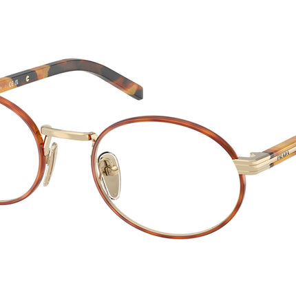 Prada PRB55V Oval Eyeglasses  22E1O1-Pale Gold/Honey Havana 52-145-21 - Color Map Havana