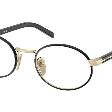 Prada PRB55V Oval Eyeglasses  AAV1O1-Pale Gold/Black 52-145-21 - Color Map Gold