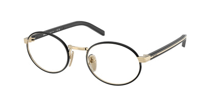 Prada PRB55V Oval Eyeglasses  AAV1O1-Pale Gold/Black 52-145-21 - Color Map Gold
