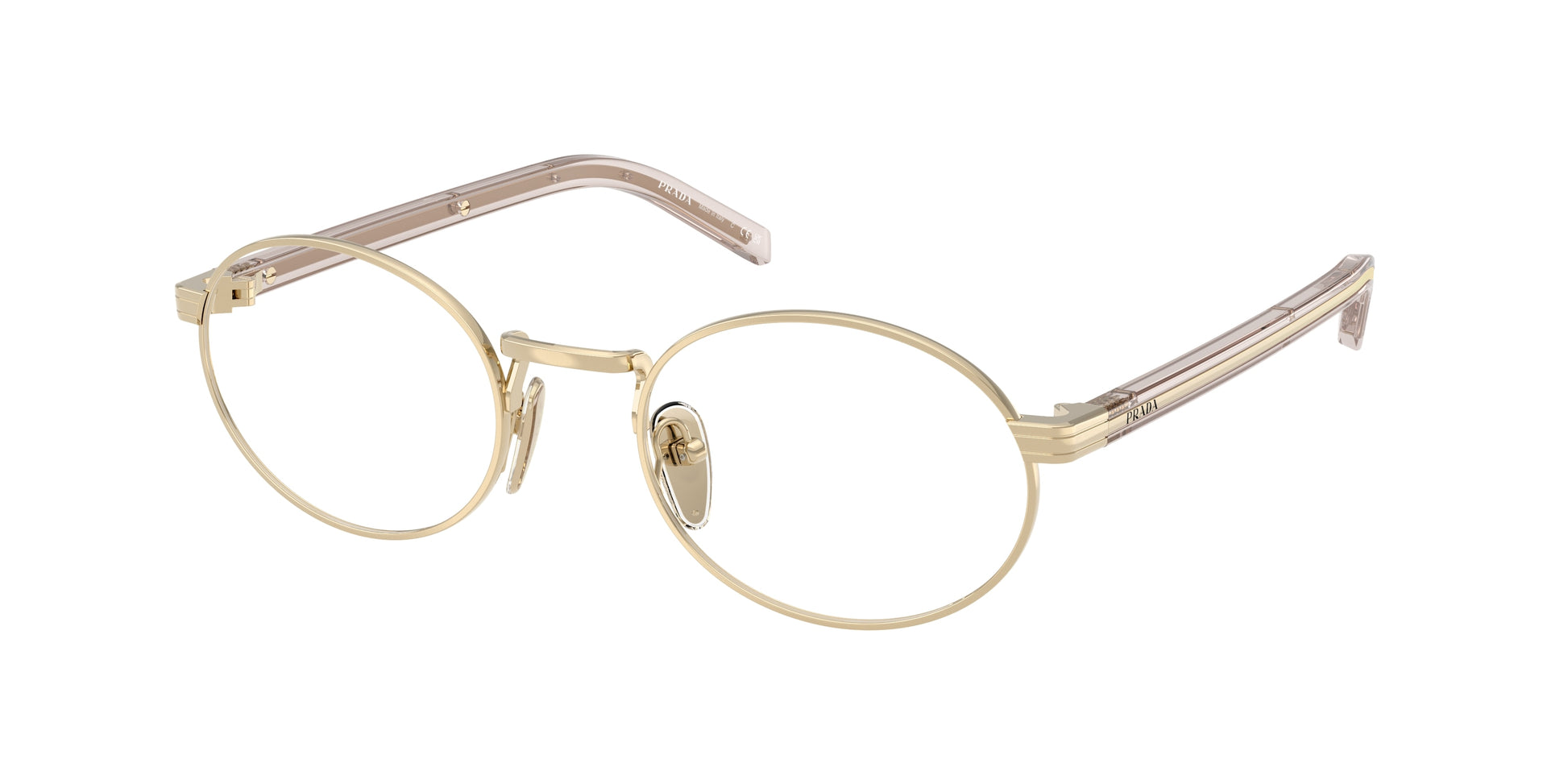 Prada PRB55V Oval Eyeglasses  ZVN1O1-Pale Gold 52-145-21 - Color Map Gold