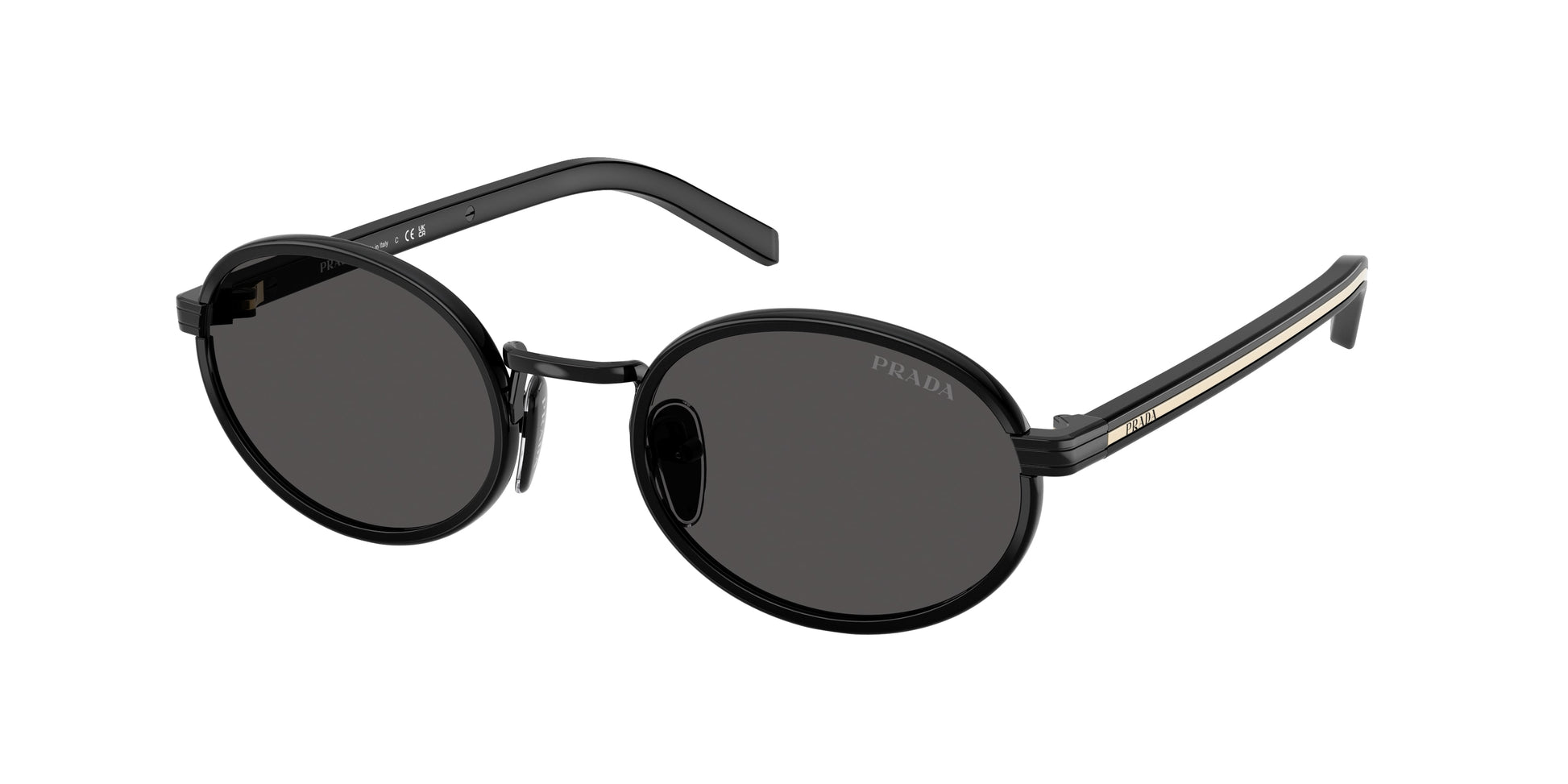 Prada PRB56S Oval Sunglasses  AAV08Z-Black 52-145-20 - Color Map Black