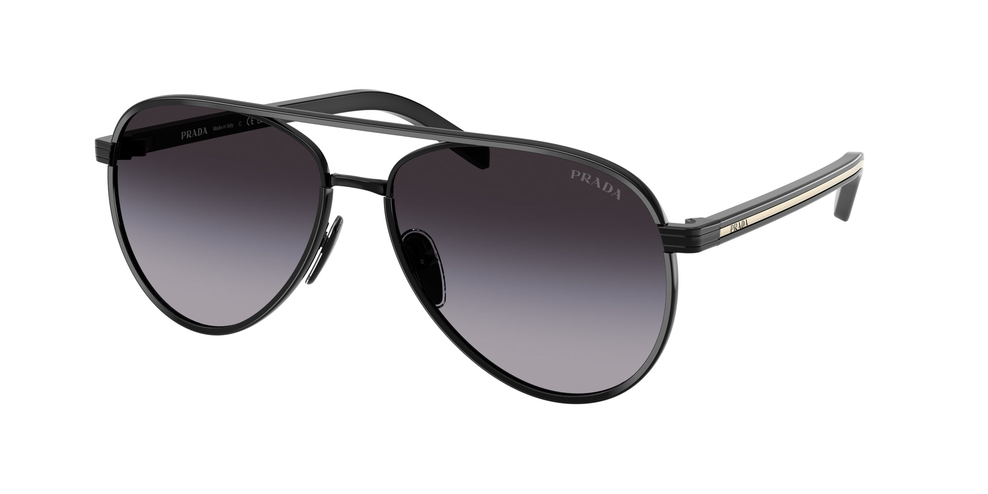 Prada PRB57S Pilot Sunglasses  AAV90A-Black 59-145-15 - Color Map Black