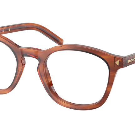 Prada PRC04V Pillow Eyeglasses  27F1O1-Striped Cognac 51-145-22 - Color Map Brown