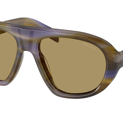 Prada PRC05SF Irregular Sunglasses  23G70G-Striped Lagoon 56-135-18 - Color Map Brown