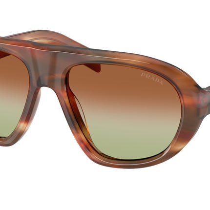 Prada PRC05SF Irregular Sunglasses  24G70T-Striped Oak 56-135-18 - Color Map Brown