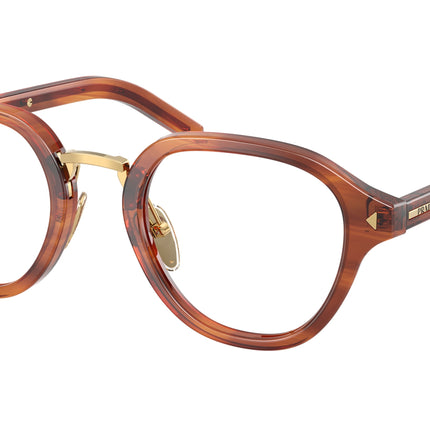 Prada PRC05V Phantos Eyeglasses  27F1O1-Striped Cognac 50-145-23 - Color Map Brown