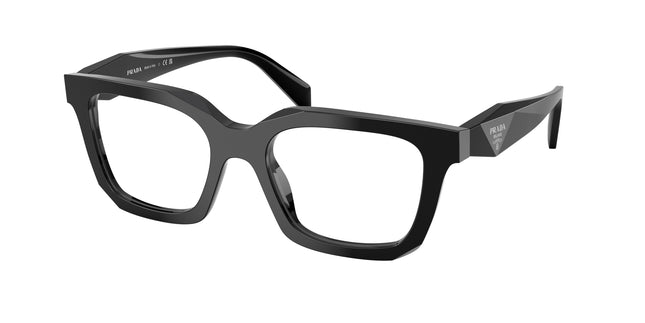 Prada PRC08V Irregular Eyeglasses  16K1O1-Black 52-145-19 - Color Map Black