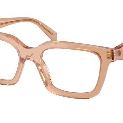 Prada PRC08V Irregular Eyeglasses  20H1O1-Transparent Chocolate 52-145-19 - Color Map Brown