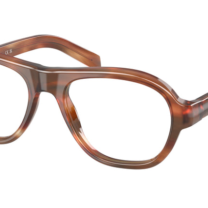 Prada PRC12V Pillow Eyeglasses  24G1O1-Striped Oak 54-140-19 - Color Map Brown