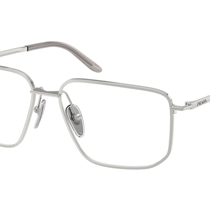 Prada PRC52V Rectangle Eyeglasses  1BC1O1-Silver 55-145-15 - Color Map Silver