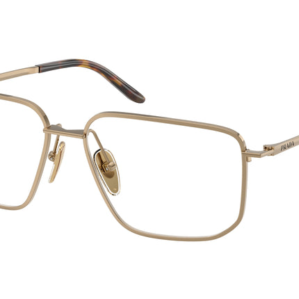 Prada PRC52V Rectangle Eyeglasses  7OE1O1-Brass 55-145-15 - Color Map Brown