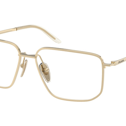 Prada PRC52V Rectangle Eyeglasses  ZVN1O1-Pale Gold 55-145-15 - Color Map Gold