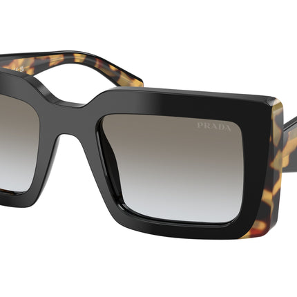 Prada PRD01SF Rectangle Sunglasses  0CD80L-Black/Medium Tortoise 53-140-19 - Color Map Black