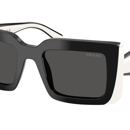 Prada PRD01SF Rectangle Sunglasses  20G08Z-Black 53-140-19 - Color Map Black
