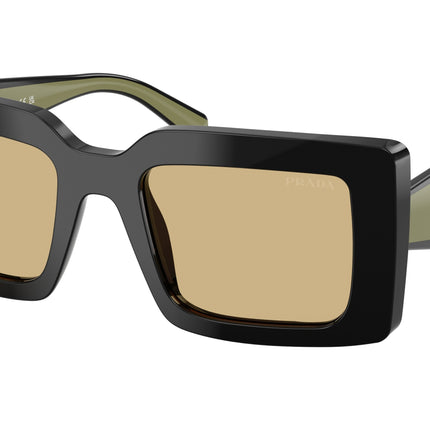 Prada PRD01S Rectangle Sunglasses  03K10R-Black 52-140-21 - Color Map Black