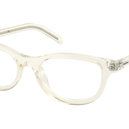 Prada PRD01VU Oval Eyeglasses  12X1O1-Transparent Champagne 52-145-18 - Color Map Brown