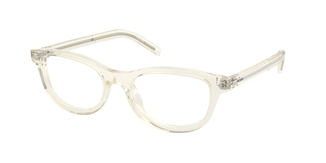 Prada PRD01VU Oval Eyeglasses  12X1O1-Transparent Champagne 52-145-18 - Color Map Brown