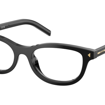 Prada PRD01VU Oval Eyeglasses  16K1O1-Black 52-145-18 - Color Map Black