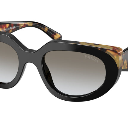 Prada PRD02SF Oval Sunglasses  0CD80L-Black/Medium Tortoise 54-140-18 - Color Map Black