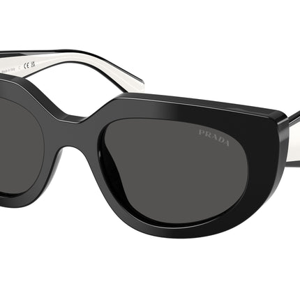 Prada PRD02S Oval Sunglasses  20G08Z-Black 53-140-20 - Color Map Black