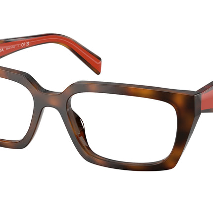 Prada PRD05VF Rectangle Eyeglasses  01K1O1-Juniper Havana 55-140-15 - Color Map Tortoise