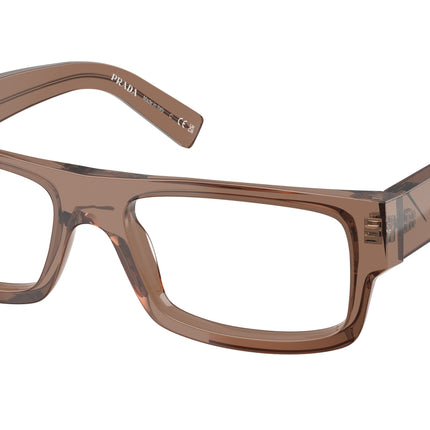 Prada PRD06VF Rectangle Eyeglasses  28I1O1-Brown Transparent 56-145-16 - Color Map Brown
