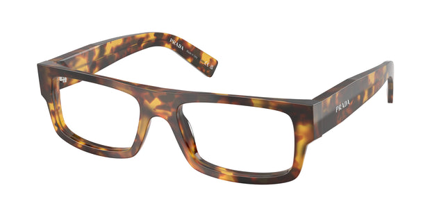 Prada PRD06V Rectangle Eyeglasses  14L1O1-Honey Havana 55-145-18 - Color Map Tortoise
