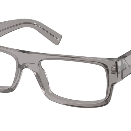 Prada PRD06V Rectangle Eyeglasses  16Z1O1-Grey Transparent 55-145-18 - Color Map Grey