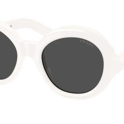 Prada PRD08SU Round Sunglasses  17K08Z-Talc 53-135-21 - Color Map White