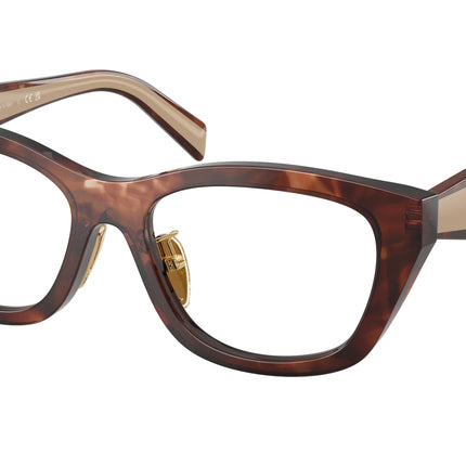 Prada PRD11VD Irregular Eyeglasses  00K1O1-Caramel Havana 53-140-17 - Color Map Brown