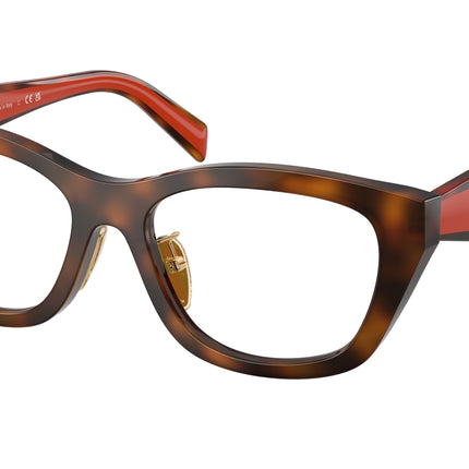 Prada PRD11VD Irregular Eyeglasses  01K1O1-Juniper Havana 53-140-17 - Color Map Tortoise