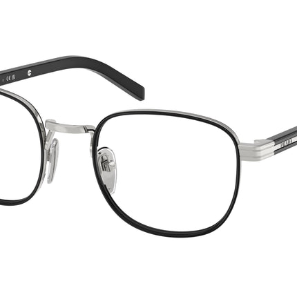 Prada PRD50V Phantos Eyeglasses  1BC1O1-Silver/Black 50-145-21 - Color Map Silver