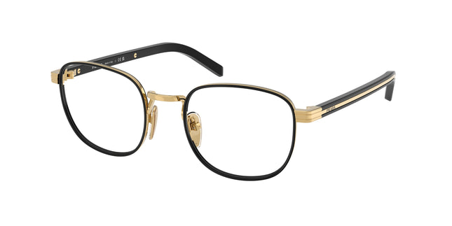 Prada PRD50V Phantos Eyeglasses  5AK1O1-Gold/Black 50-145-21 - Color Map Black
