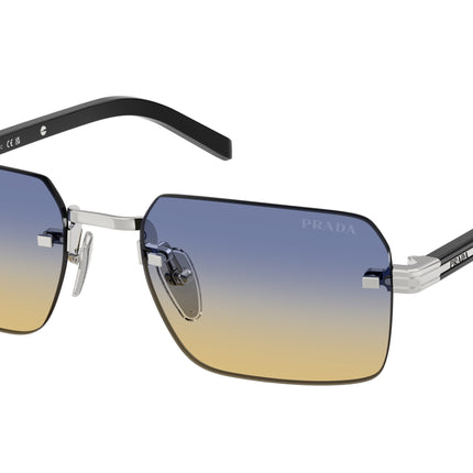 Prada PRD55S Rectangle Sunglasses  1BC50E-Silver 55-145-19 - Color Map Silver